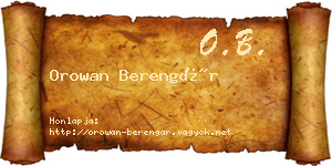 Orowan Berengár névjegykártya